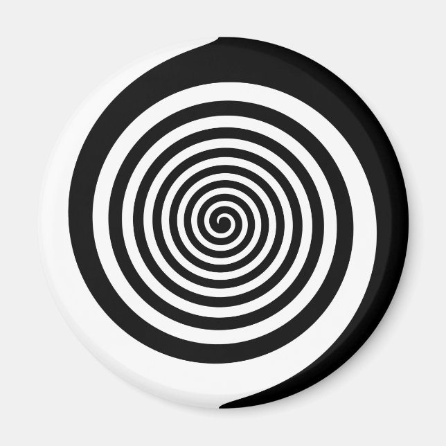 Black & White Hypnotic Spiral Magnet (Front)