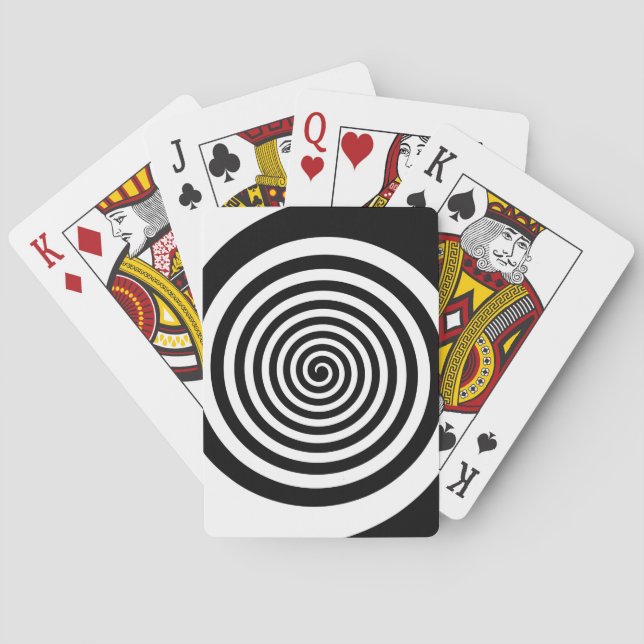 Black & White Hypnotic Spiral Playing Cards (Back)