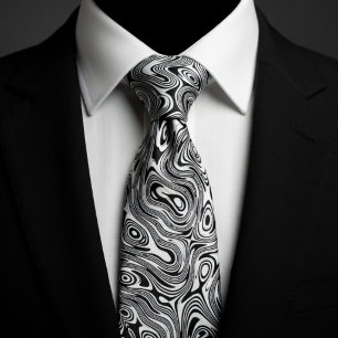 Black & White Hypnotic Swirl  Tie