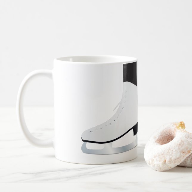 Black White ice skates, Figure skating Coffee Mug (With Donut)