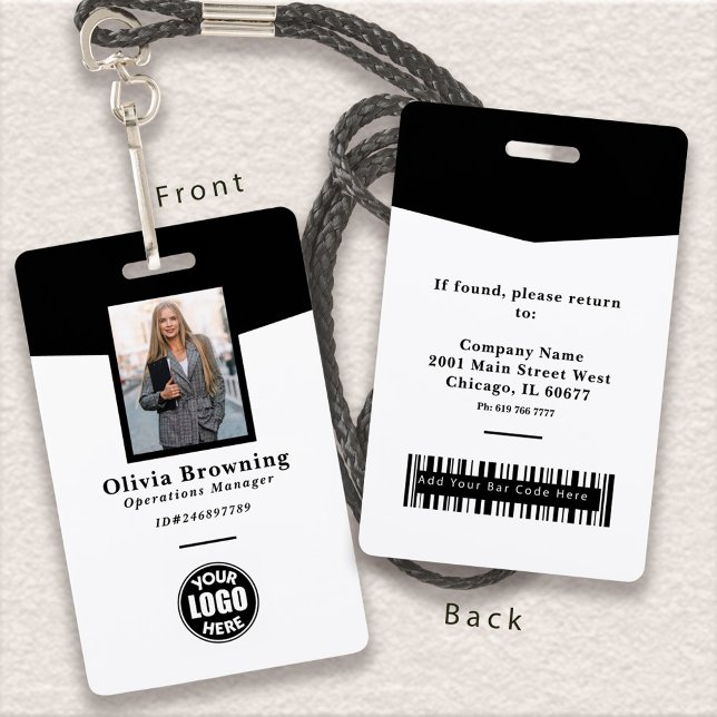 Black & White ID Photo Logo & Barcode Professional Badge (Creator Uploaded)
