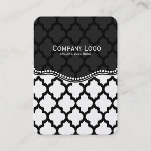 Black & White Ikat Quatrefoil Modern Pattern Business Card