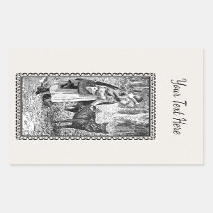 Black White Illustration Riding Hood Wolf Frame Sticker