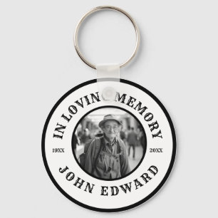 Black & White In Loving Memory Photo Tribute Keychain