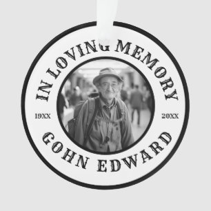 Black & White In Loving Memory Photo Tribute Ornament