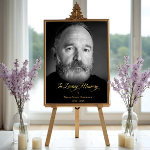 Black & White In Loving Memory Tribute with Photo Poster