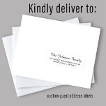 Black white individual guest address elegant label<br><div class="desc">Personalized solid black and white classy elegant wedding guest name and address mailing labels with a chic calligraphy script.</div>