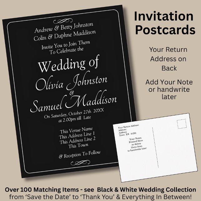 Black & White Infinity Scroll Wedding Invitation Postcard (Creator Uploaded)