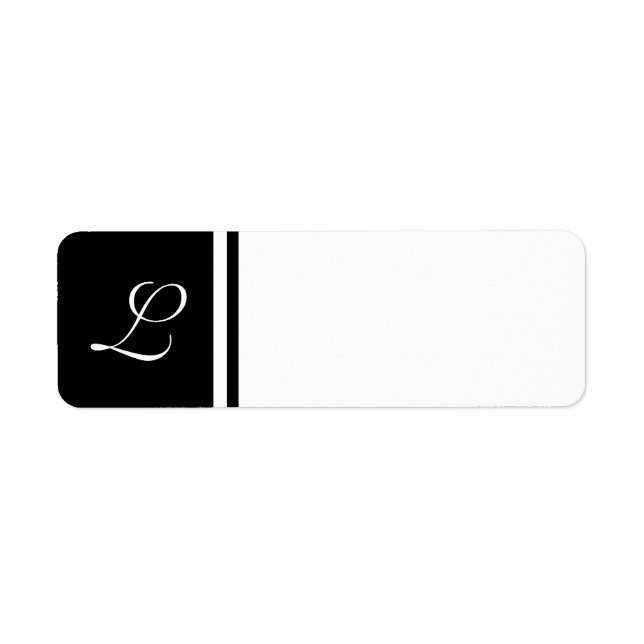 Black White Initial Label- Customizable Background (Front)