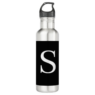 Black & White Initial Letter Monogrammed Plain 710 Ml Water Bottle