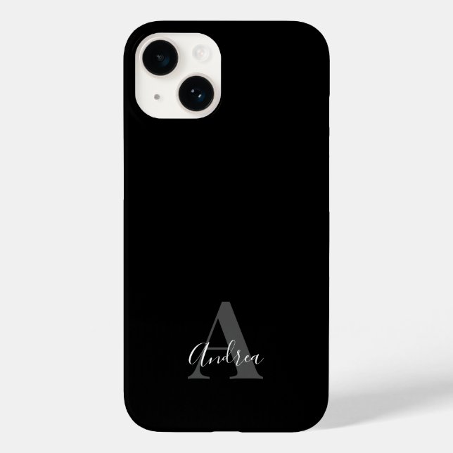 Black & White | Initial Monogram Personalized Name Case-Mate iPhone Case (Back)