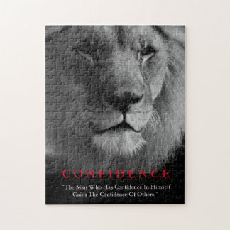 Black White Inspirational Confidence Lion Jigsaw Puzzle