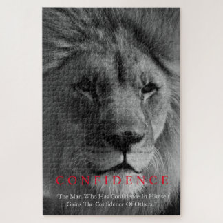 Black White Inspirational Confidence Lion Jigsaw Puzzle