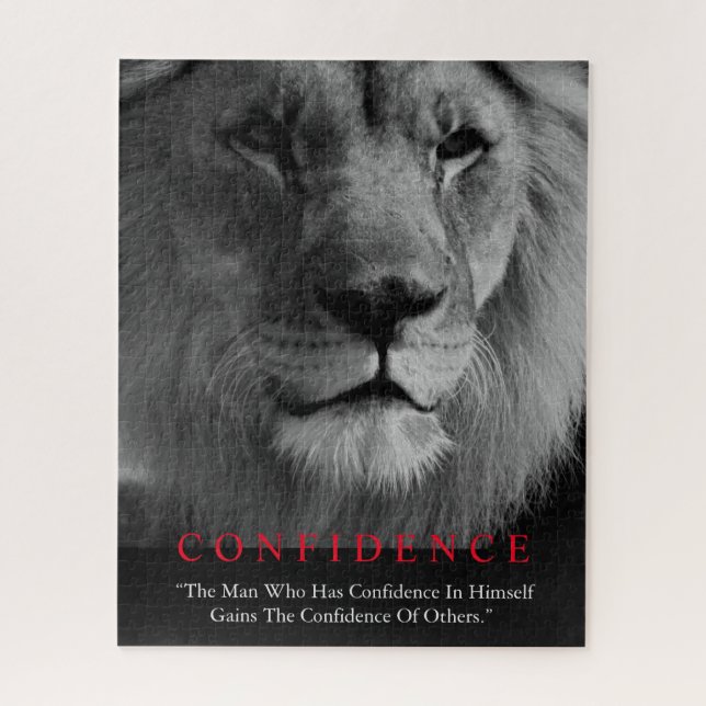 Black White Inspirational Confidence Lion Jigsaw Puzzle (Vertical)