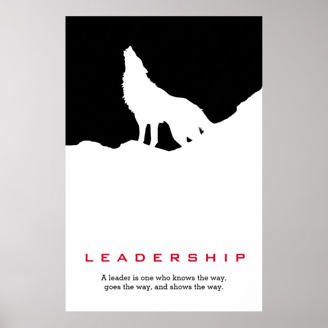 Black White Inspirational Leadership Wolf Pop Art Poster (Front)