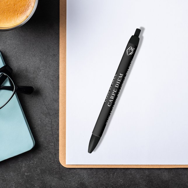 Black white inspirational quote graduation ink pen (Creator Uploaded)