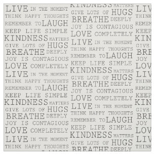 Black White Inspirational Quotes Fabric