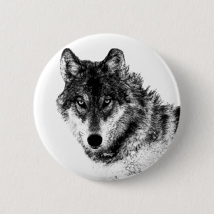 Black White Inspirational Wolf Eyes 2 Inch Round Button