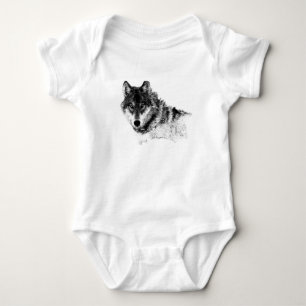 Black White Inspirational Wolf Eyes Baby Bodysuit
