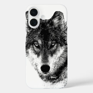 Black White Inspirational Wolf Eyes iPhone 16 Case