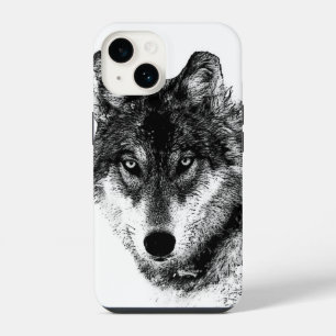 Black White Inspirational Wolf Eyes iPhone 14 Case