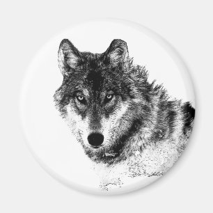 Black White Inspirational Wolf Eyes Magnet