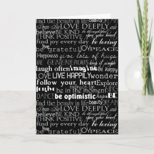 Black White Inspirational Words Christmas Card