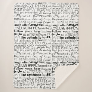Black White Inspirational Words Sherpa Blanket