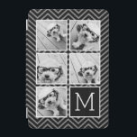 Black White Instagram 5 Photo Collage Monogram iPad Mini Cover<br><div class="desc">Background includes an optional chevron Pattern - Use five square photos to create a unique and personal gift. Or you can keep the hipster puppy and make a trendy keepsake. If you need to adjust the pictures,  click on the customize tool to make changes.</div>