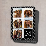 Black White Instagram 5 Photo Collage Monogram Magnet<br><div class="desc">Background includes an optional chevron Pattern - Use five square photos to create a unique and personal gift. Or you can keep the hipster puppy and make a trendy keepsake. If you need to adjust the pictures,  click on the customize tool to make changes.</div>