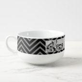 Black White Instagram 5 Photo Collage Monogram Soup Mug (Right)