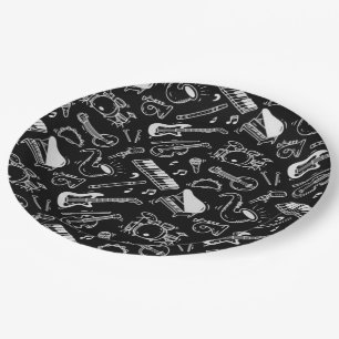 Black & White Instruments Paper Plate