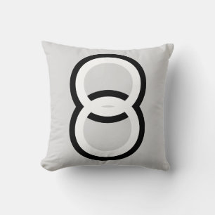 Black & White Interconnected Circles on Light Grey Throw Pillow