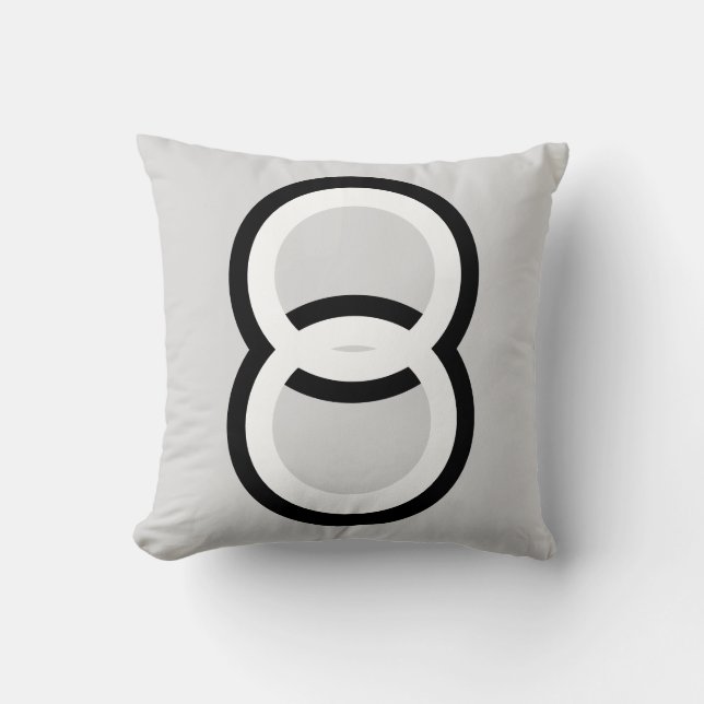 Black & White Interconnected Circles on Light Grey Throw Pillow (Front)