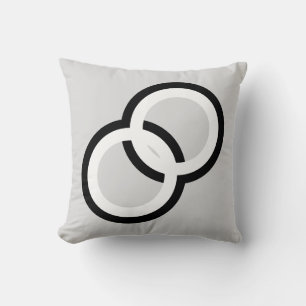 Black & White Interconnected Circles on Light Grey Throw Pillow