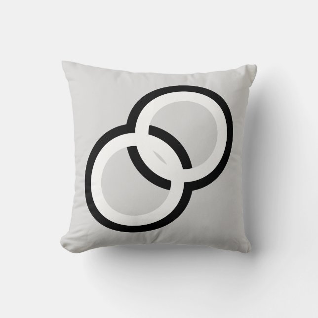 Black & White Interconnected Circles on Light Grey Throw Pillow (Front)