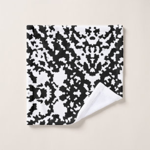 Black White Irregular Abstract Pattern Wash Cloth