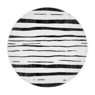 Black White Irregular Stripes Pattern Cutting Board