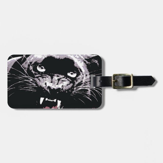 Black & White Jaguar Eyes Luggage Tag (Front Horizontal)