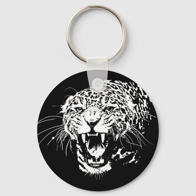 Black & White Jaguar Keychain (Front)