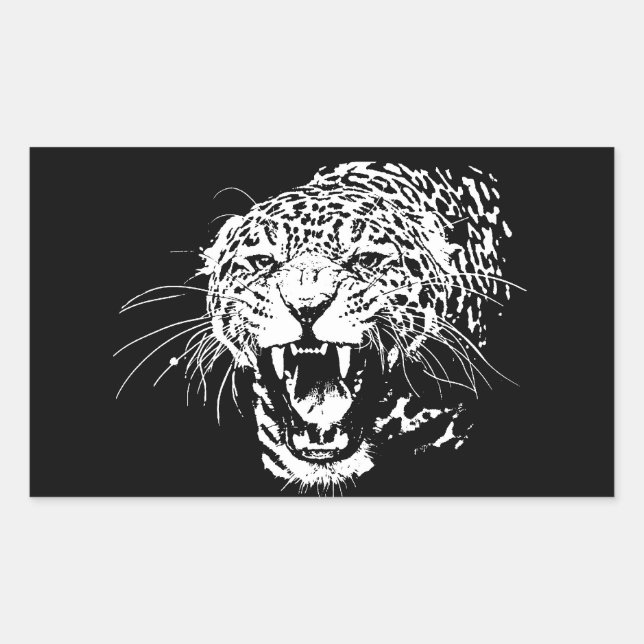 Black & White Jaguar Sticker (Front)