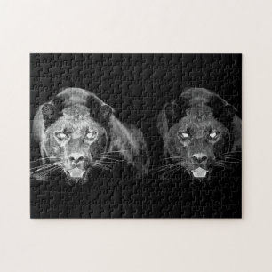Black & White Jaguar - Wild Animals Big Cats Jigsaw Puzzle