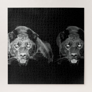 Black & White Jaguar - Wild Animals Big Cats Jigsaw Puzzle