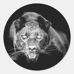 Black & White Jaguar -Wild Cats Classic Round Sticker