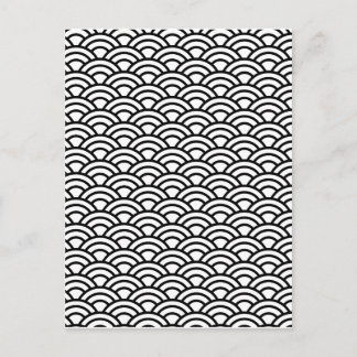Black & White Japanese Fish Scale Circle Geometric Postcard