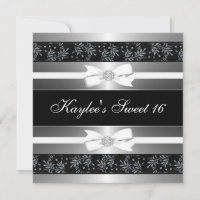Black White Jewel Bows Sweet Sixteen Birthday