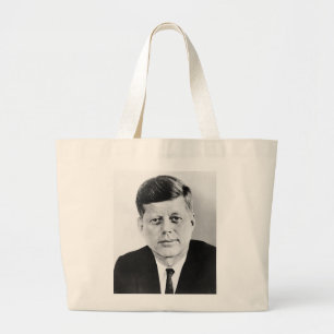 Black & White JFK John F. Kennedy Large Tote Bag