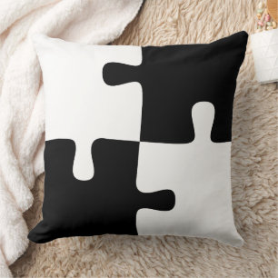 Black & White Jigsaw Puzzle Pattern Simple Art Throw Pillow