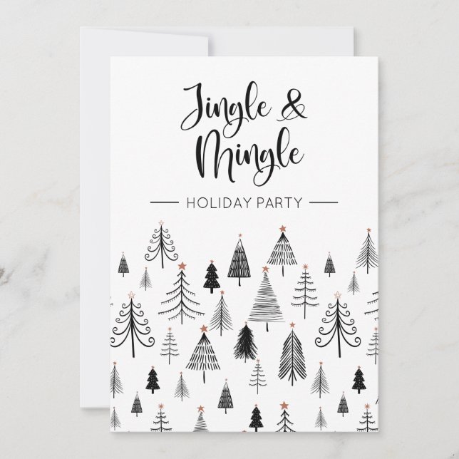 Black White Jingle and Mingle Holiday Party  Invitation (Front)