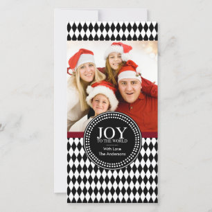 Black White "JOY TO THE WORLD" Holiday Photo Card